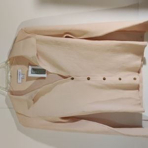 INTERMIX Blush Ribbed Button-Front Long Sleeve Top